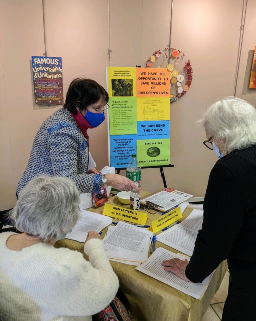 UUCF member organizing the sending of letters to our elected representatives.